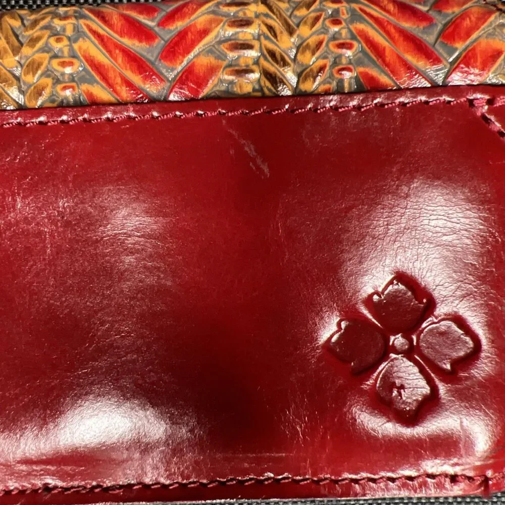 Patricia Nash NWT Balloi Wicker Embossed Crossbody Convertible Bag Red Yellow